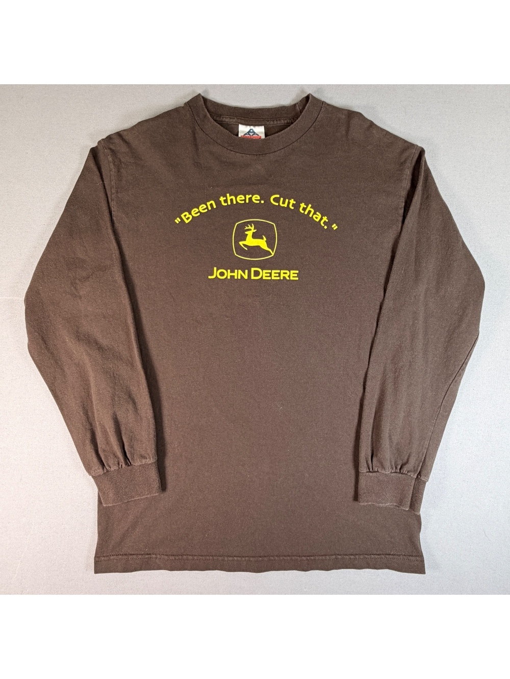 VTG John Deere Been There Cut That Shirt Mens XL Brown Tractor Long Sleeve Tee